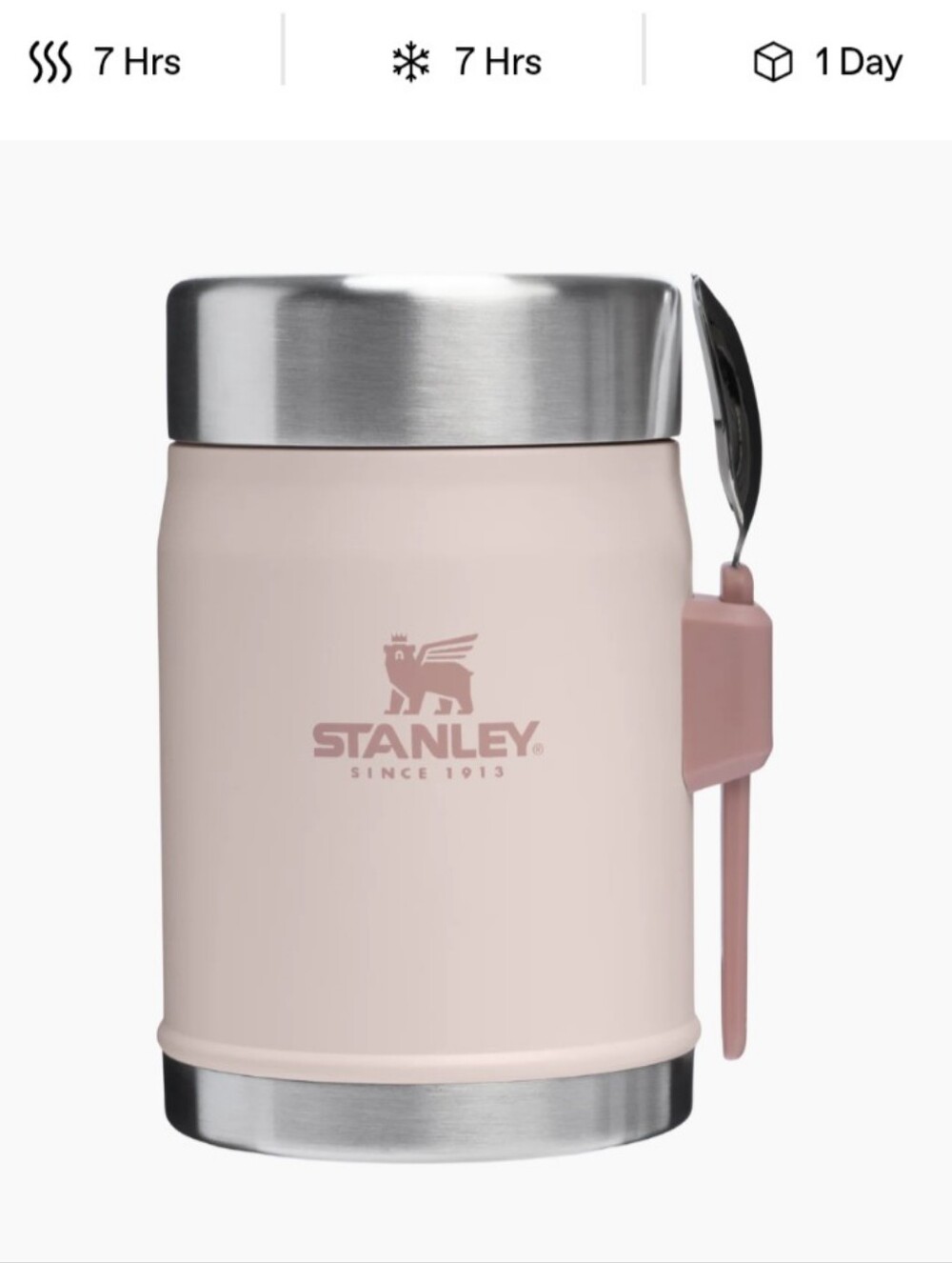 Stanley Insulated Food Jar with Spoon - Blush Pink
